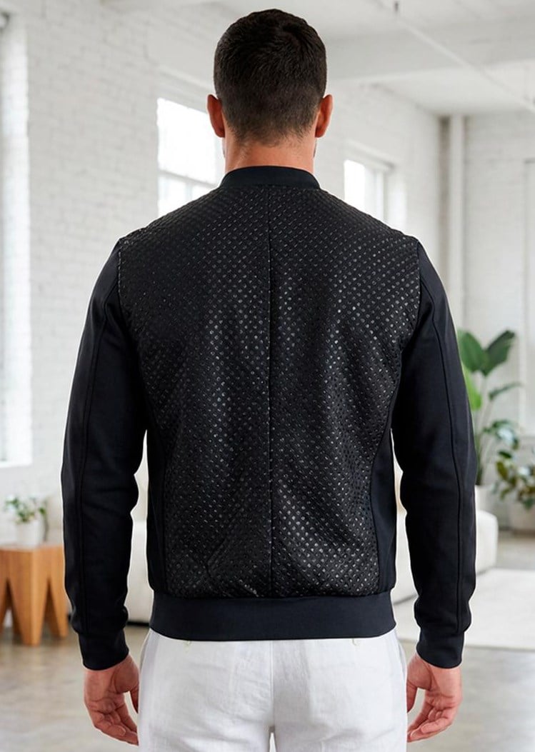 Siyah Parlak Pullu Bomber Mont