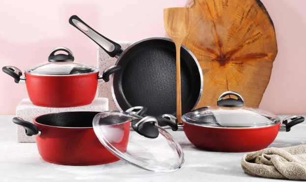 Aryıldız Paris Kırımızı 7 Parça Granit Tencere Seti