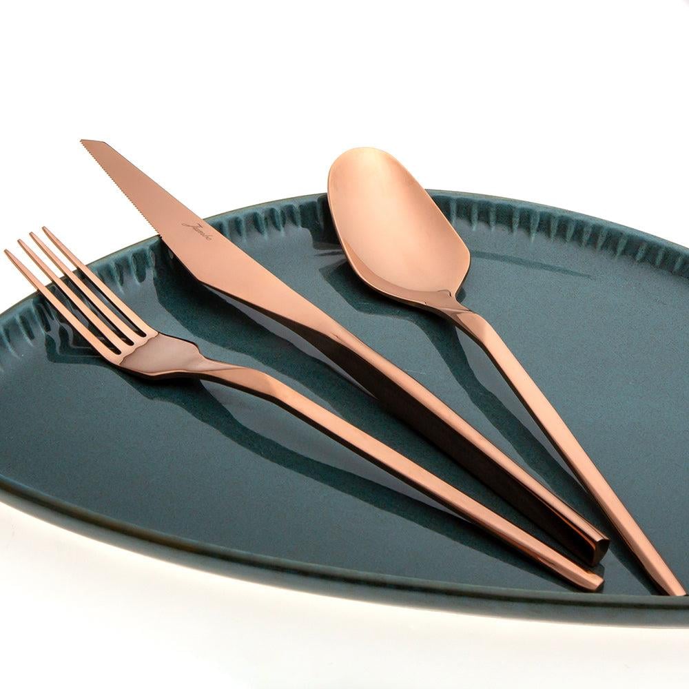 Jumbo 5100 Quartz Titanyum Bronz 84 Parça 12 Kişilik Çatal Kaşık Bıçak Seti