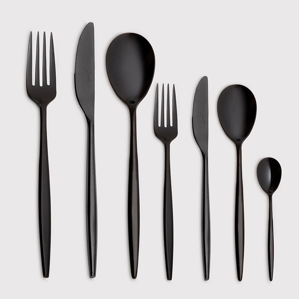 Jumbo 5800 Apollo Titanyum Siyah 84 Parça 12 Kişilik Çatal Kaşık Bıçak Seti