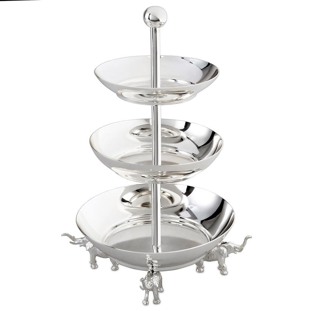 JUMBO FİL AYAKLI ÜÇ KATLI SUNUMLUK, SILVER