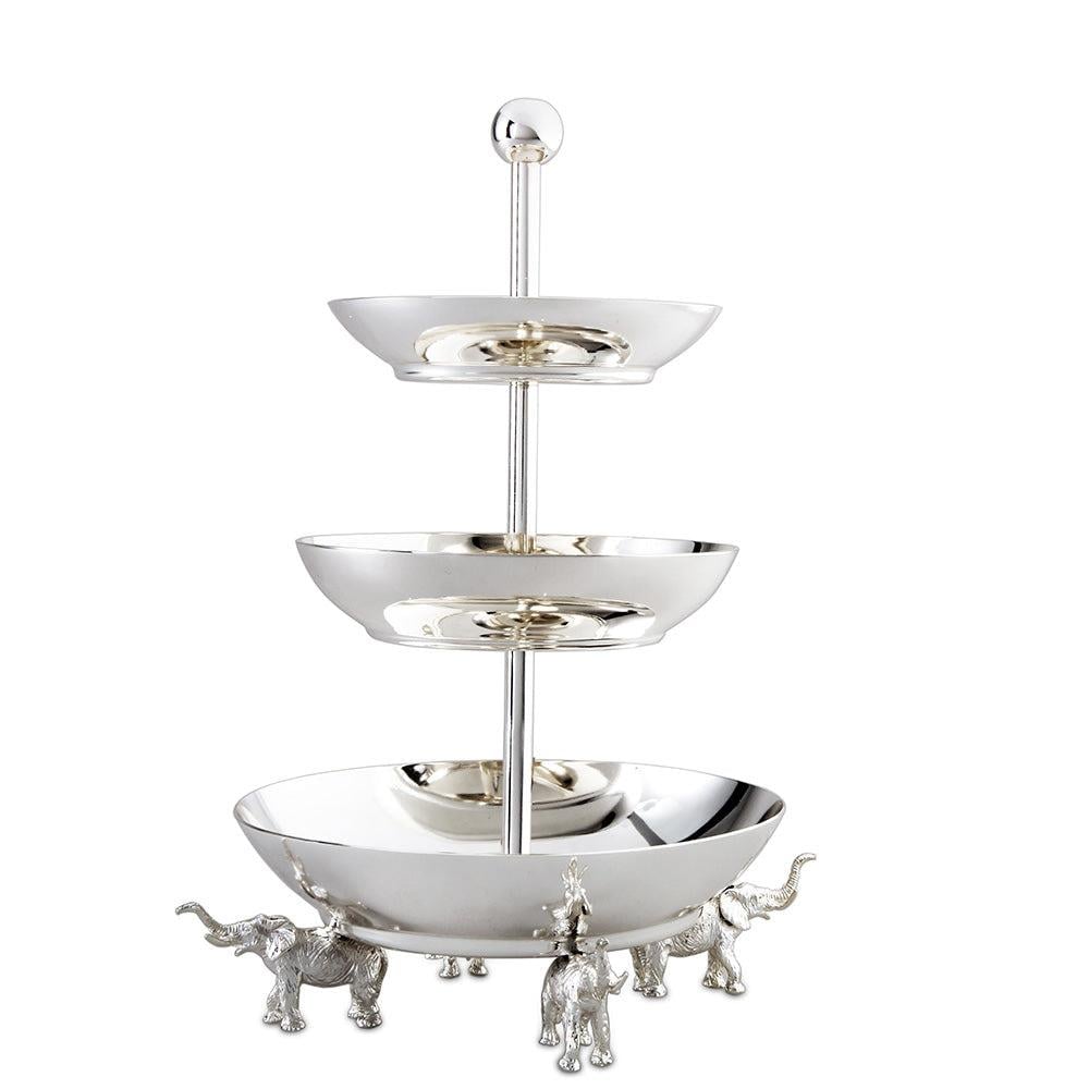 JUMBO FİL AYAKLI ÜÇ KATLI SUNUMLUK, SILVER