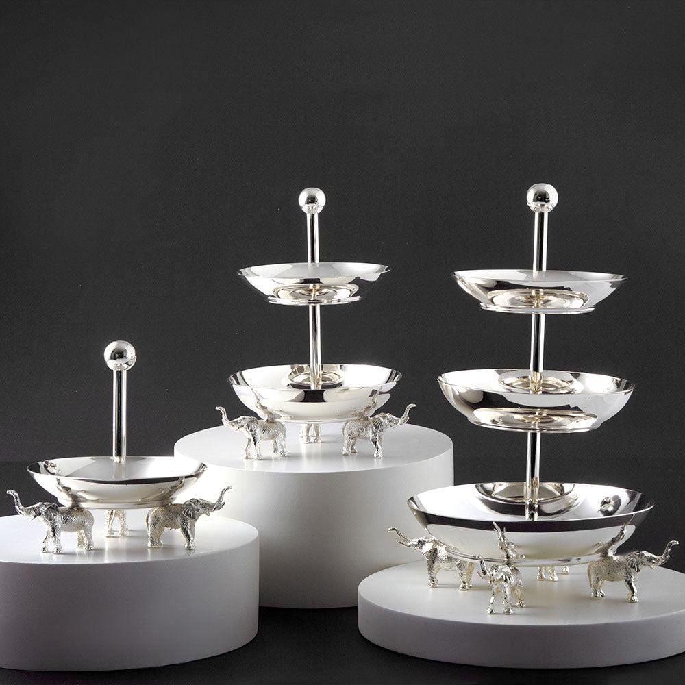 JUMBO FİL AYAKLI ÜÇ KATLI SUNUMLUK, SILVER