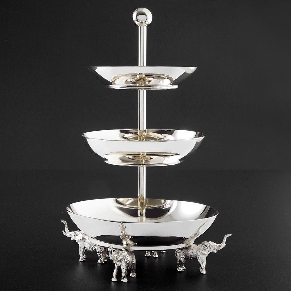 JUMBO FİL AYAKLI ÜÇ KATLI SUNUMLUK, SILVER