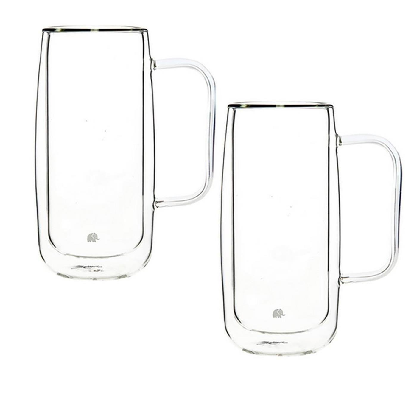 Jumbo Glory Double Wall 2'li Çift Cidarlı Kulplu Büyük Bardak 450 ml