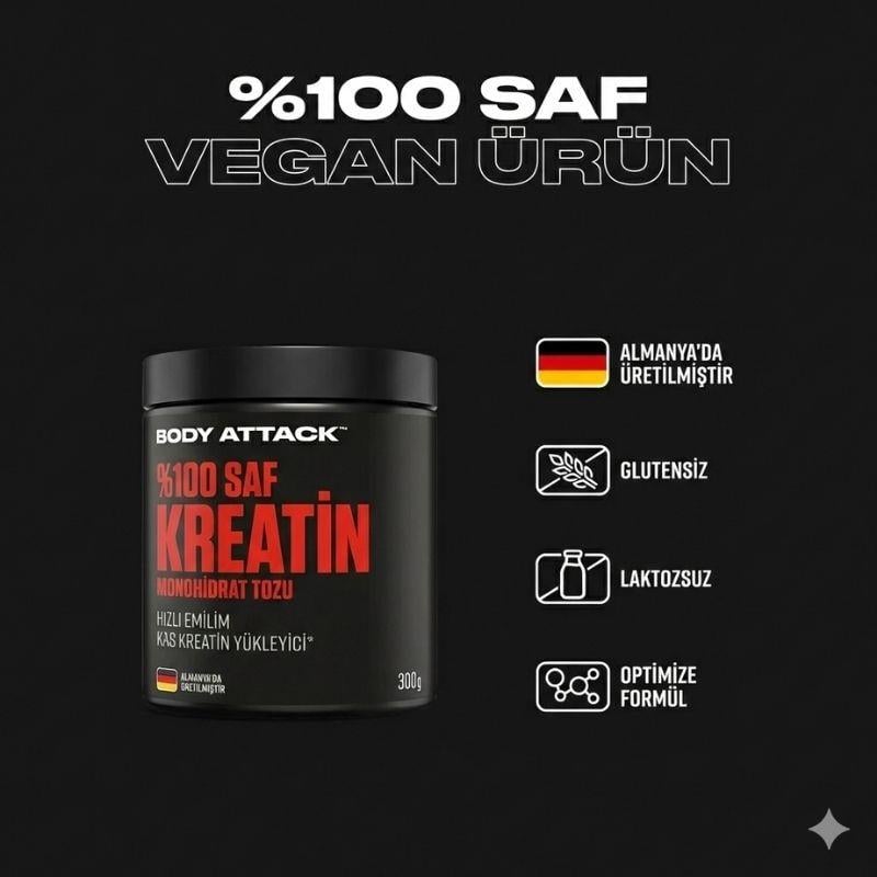 Body Attack 100% Pure Creatine Monohydrate Powder 300 Gr
