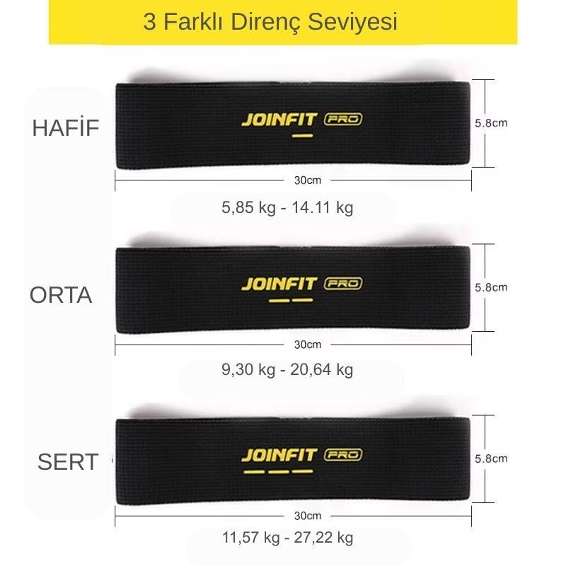 JOINFOT Pro Hip Aerobik ve Egzersiz Bandı Siyah 3 Adet