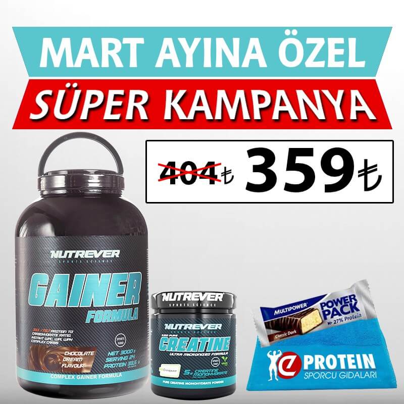 Nutrever Gainer Formula 3000 Gr + Creatine 250 Gr