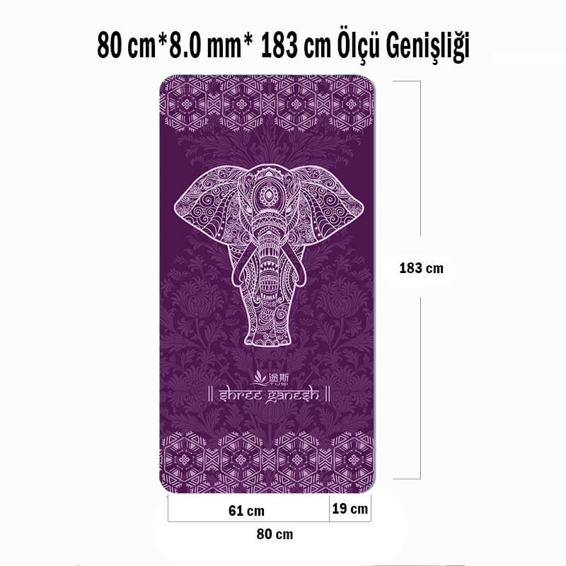 Pilates ve Yoga Minderi AKS.TUSI017 Tusi Tusi Yoga Mat Fil Desen 183cmX0.8cmX80cm