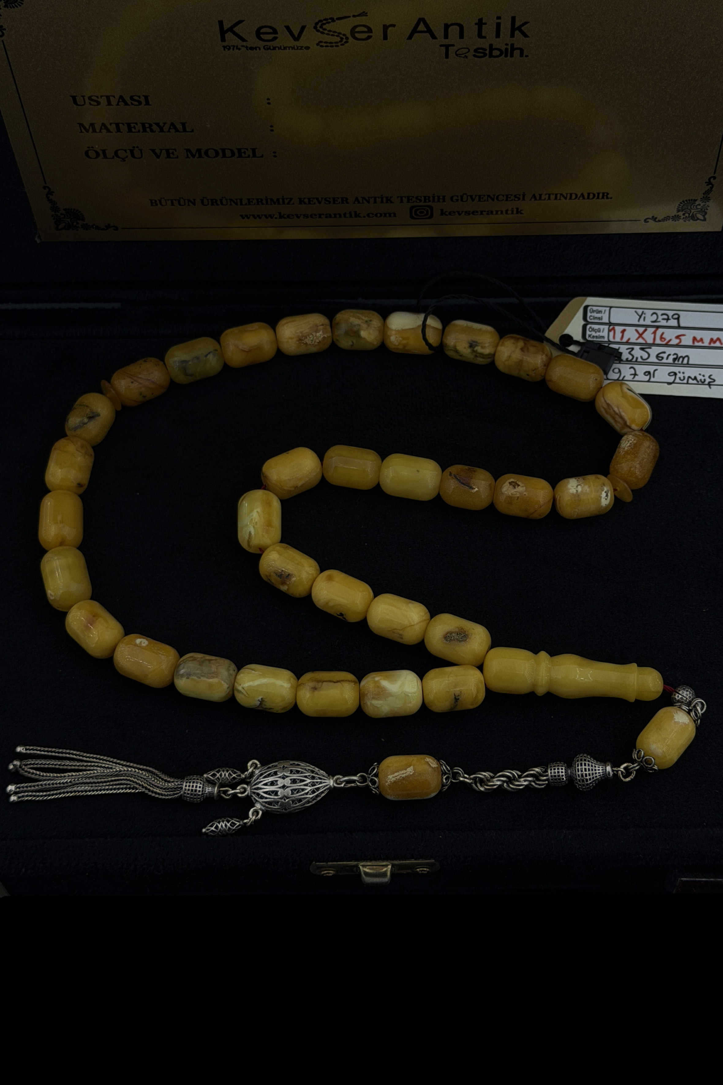 Dev Kapsül Damla Kehribar TesbihDev Kapsül Damla Kehribar Tesbih - Kevser AntikDamla Kehribar Tesbihler