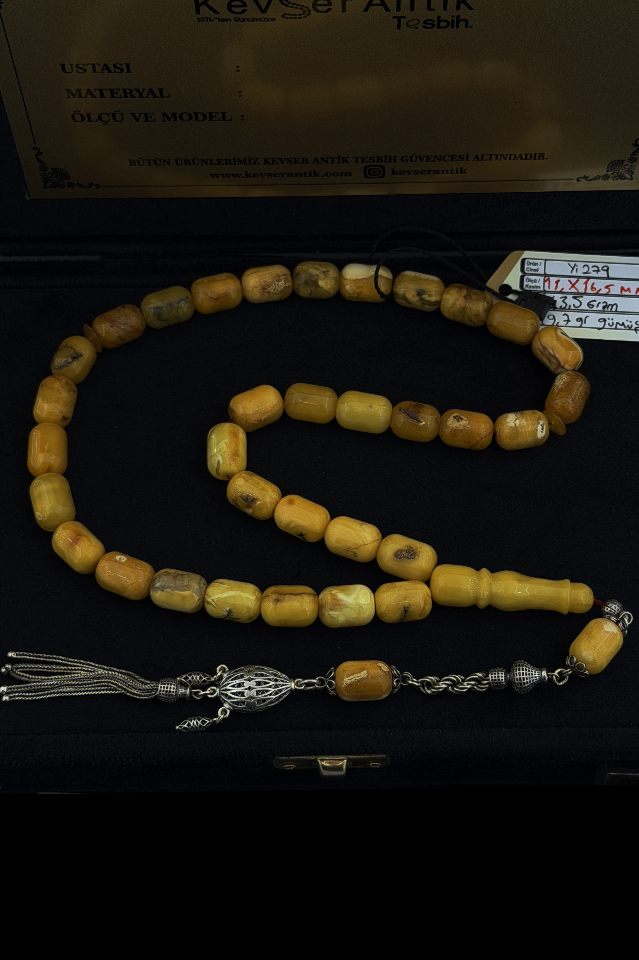 Dev Kapsül Damla Kehribar TesbihDev Kapsül Damla Kehribar Tesbih - Kevser AntikDamla Kehribar Tesbihler