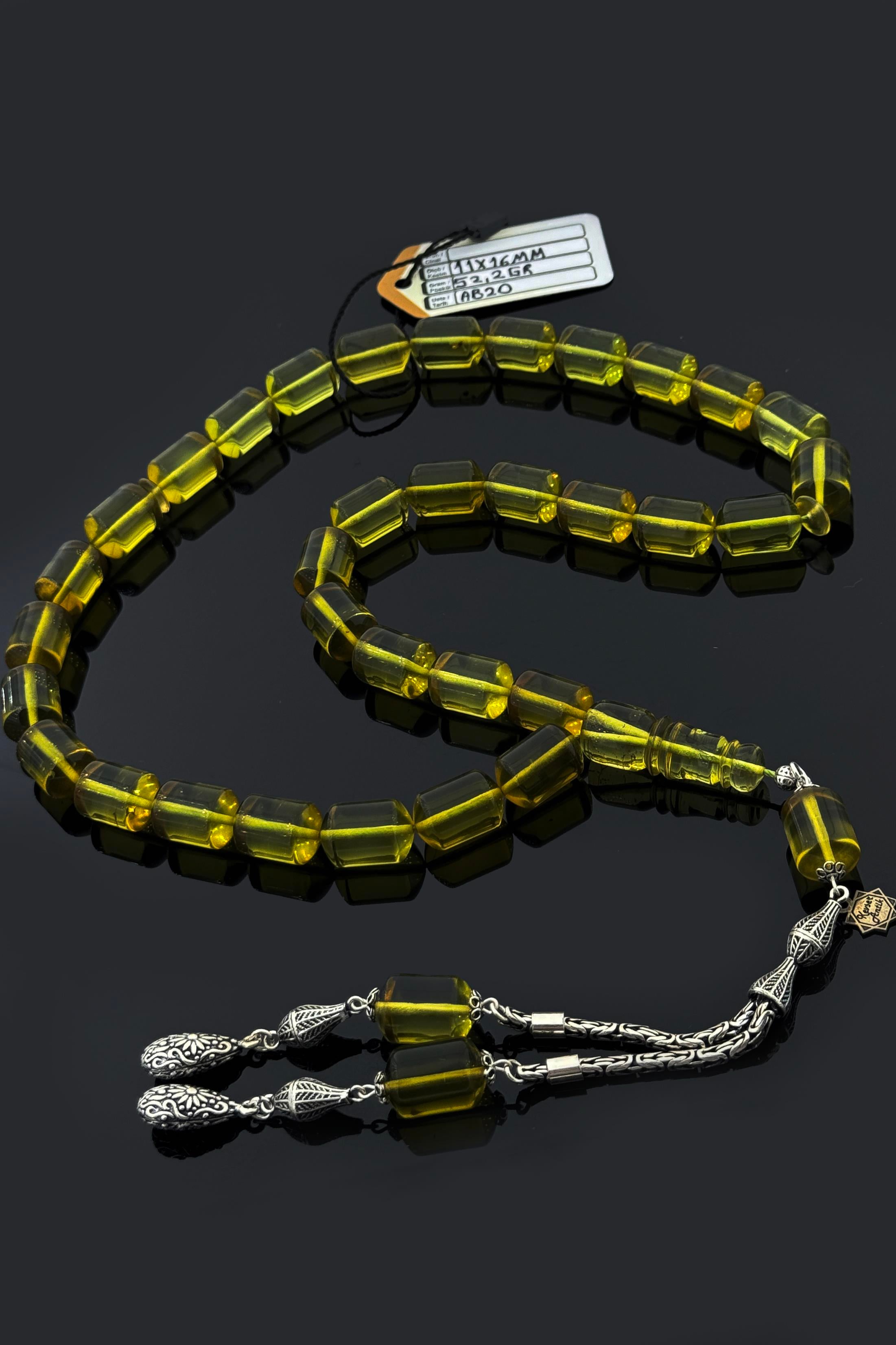 Dev Yeşil Damla Kehribar TesbihDev Yeşil Damla Kehribar Tesbih - Kevser AntikDamla Kehribar Tesbihler