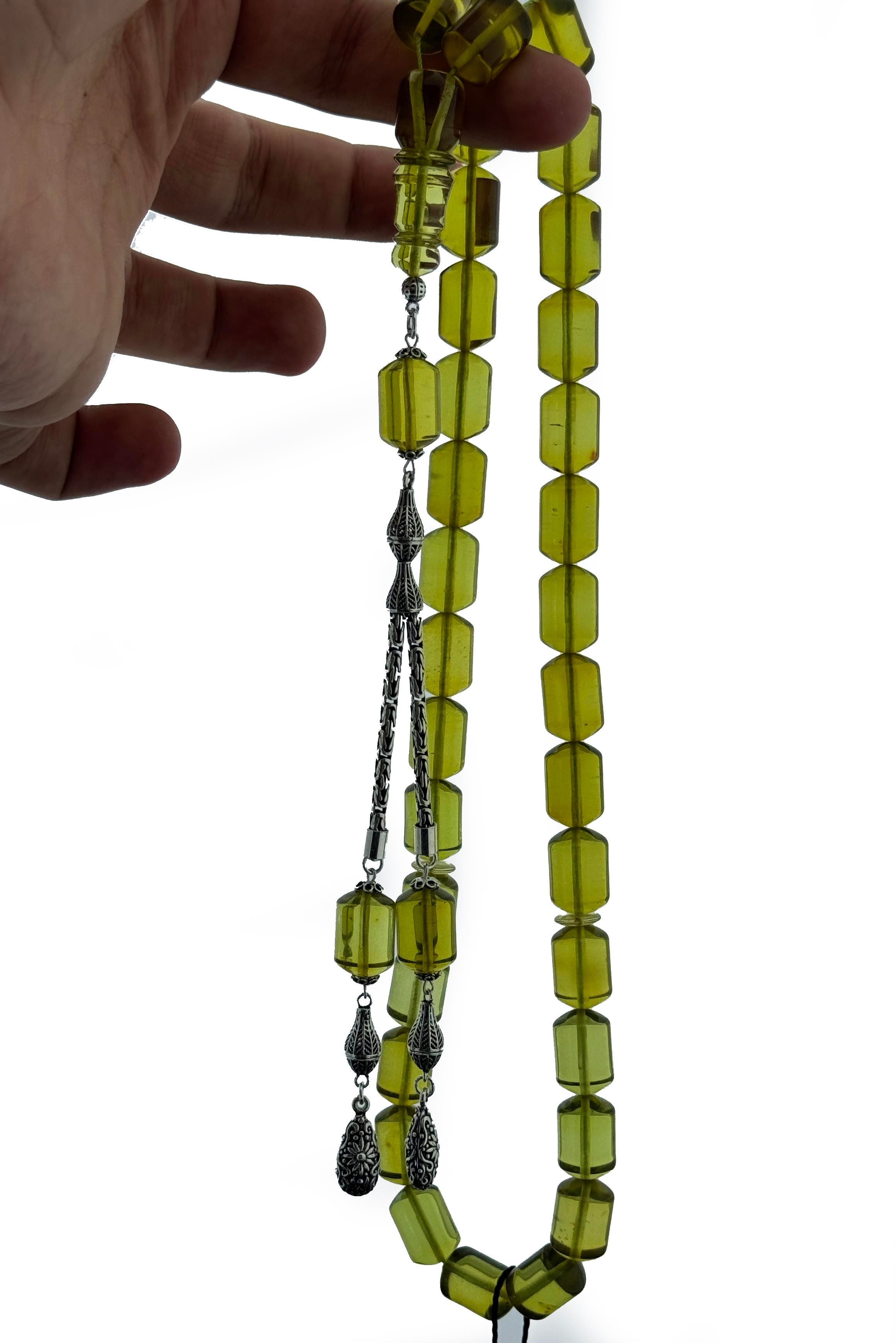 Dev Yeşil Damla Kehribar TesbihDev Yeşil Damla Kehribar Tesbih - Kevser AntikDamla Kehribar Tesbihler