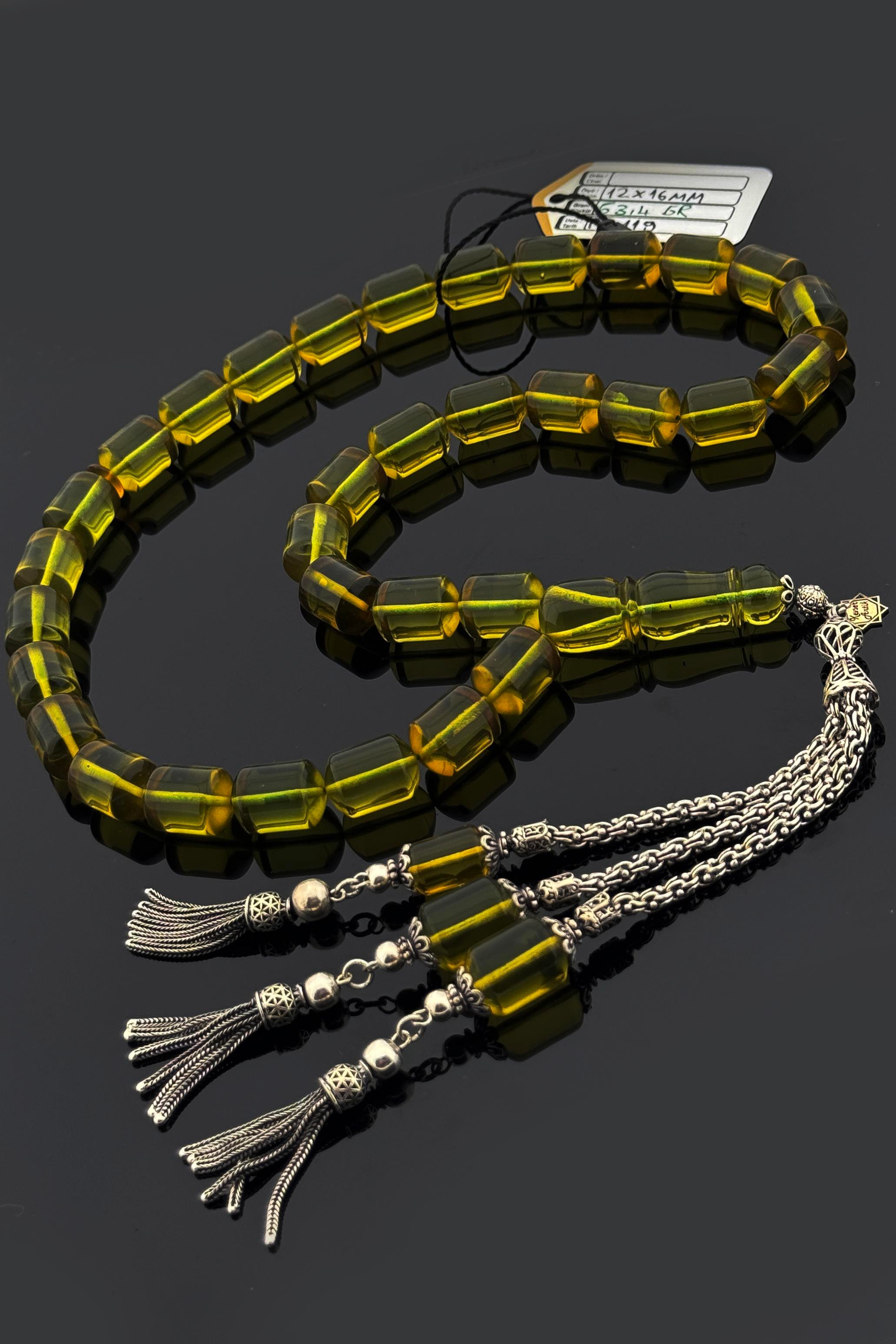 Dev Yeşil Damla Kehribar TesbihDev Yeşil Damla Kehribar Tesbih - Kevser AntikDamla Kehribar Tesbihler