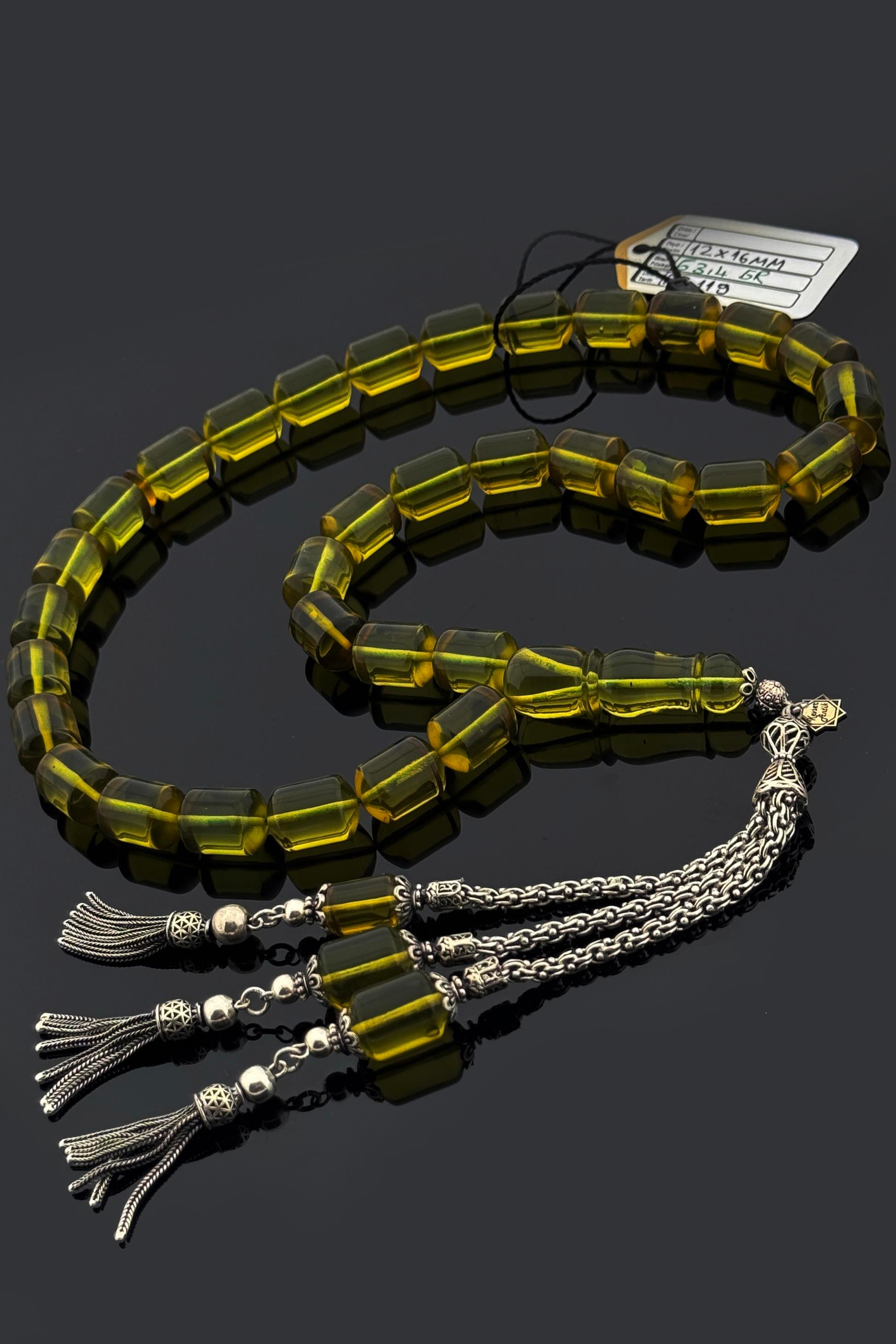 Dev Yeşil Damla Kehribar TesbihDev Yeşil Damla Kehribar Tesbih - Kevser AntikDamla Kehribar Tesbihler