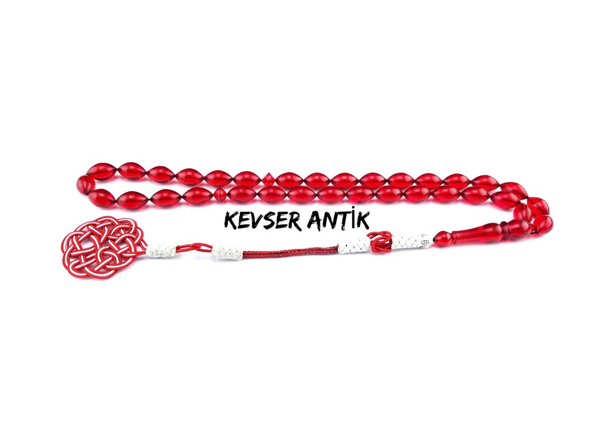 Kazaz Püsküllü Kızıl Kehribar Tesbih