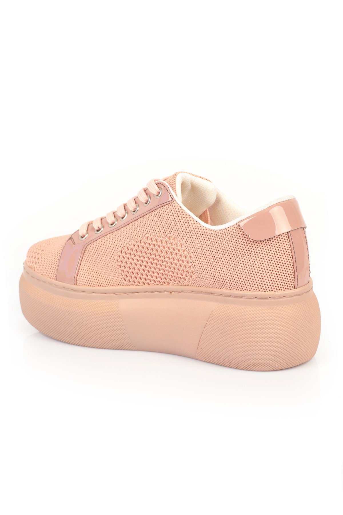 Sowna Pudra  Fileli 5cm Yüksek Tabanlı Kadın Sneakers