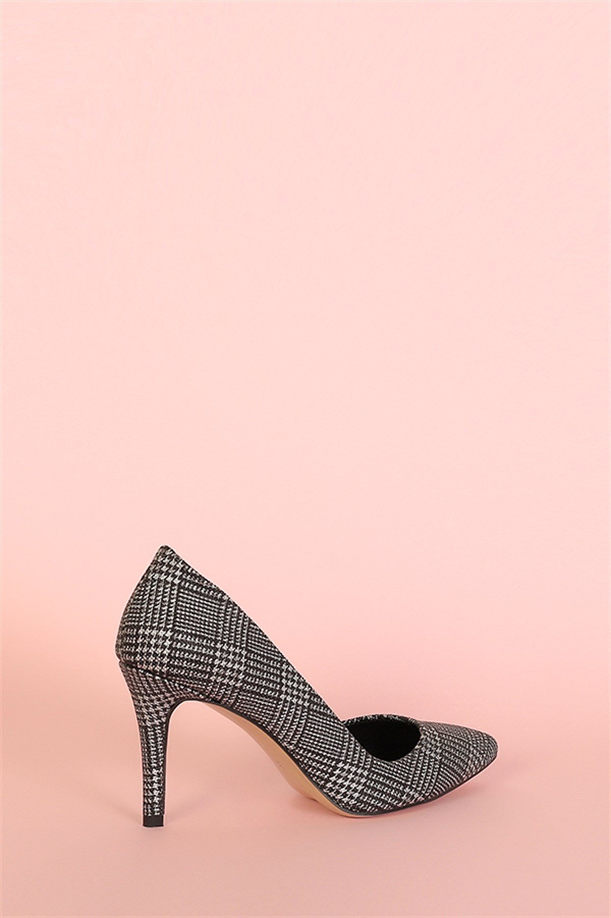 Stiletto  Gri Ekose Topuklu