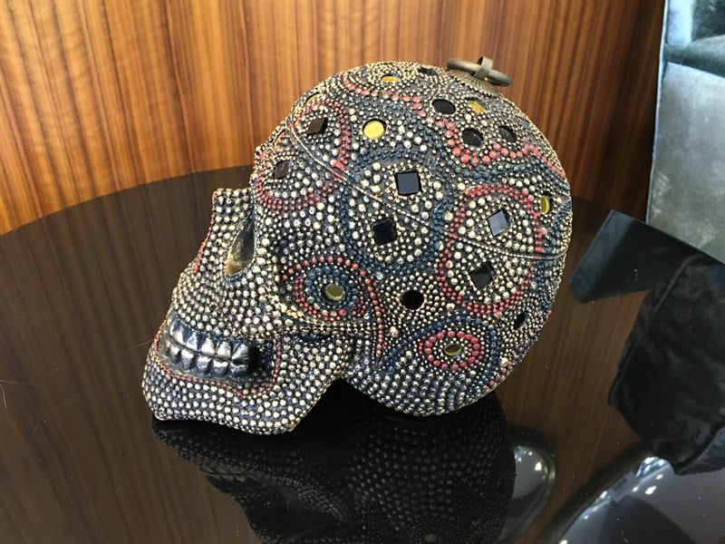 Fancy Skull Calavera Resin Ant.Bronze 14,5 H