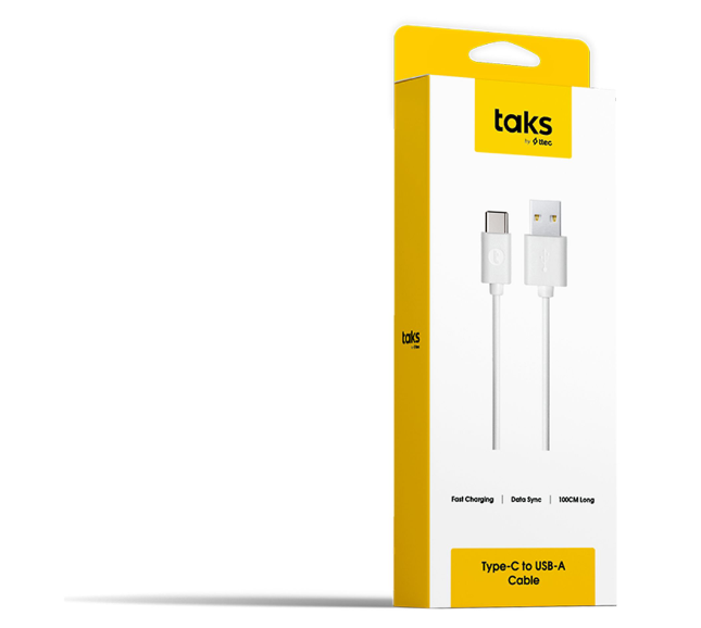 TAKS 5DK12B USB-A/USB-C ŞARJ KABLOSU BEYAZ 100CM