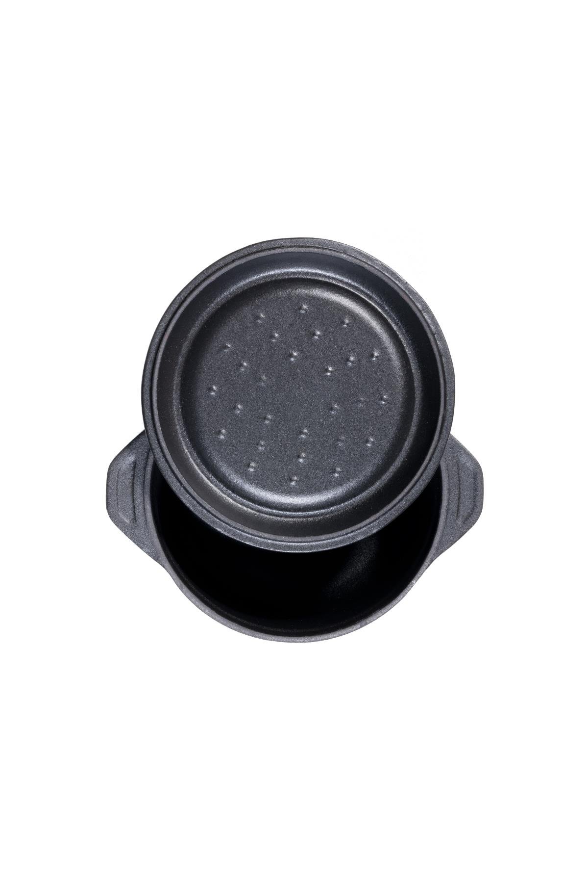 Sürel 12 cm 3'lü Yuvarlak Set Güveç Tencere Mat Siyah