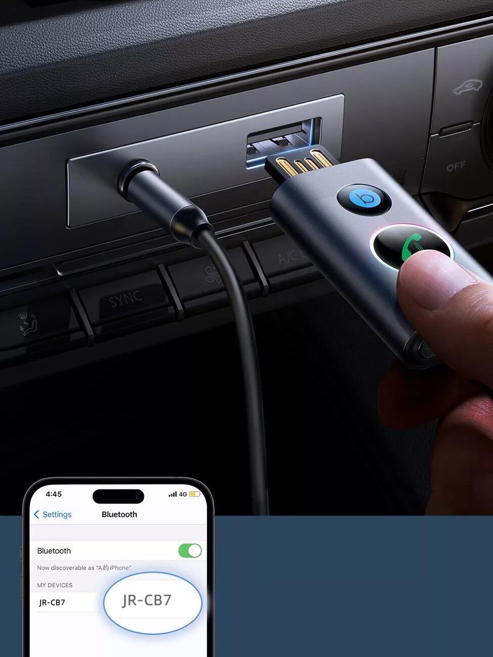 JOYROOM JR-CB7 CAR-B SERIES WIRELESS RECEIVER-GRAY