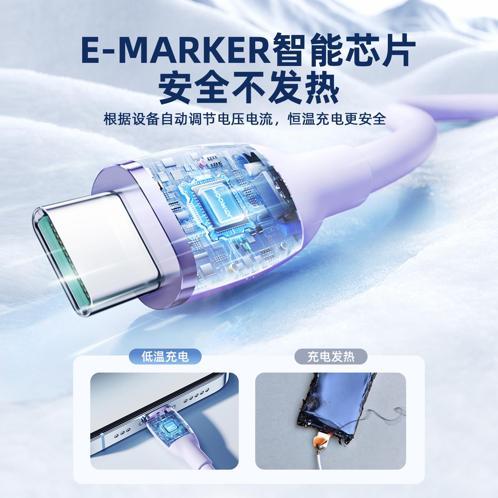 JOYROOM SA29-AC3 3A USB A-TYPE C 1.2M-PURPLE