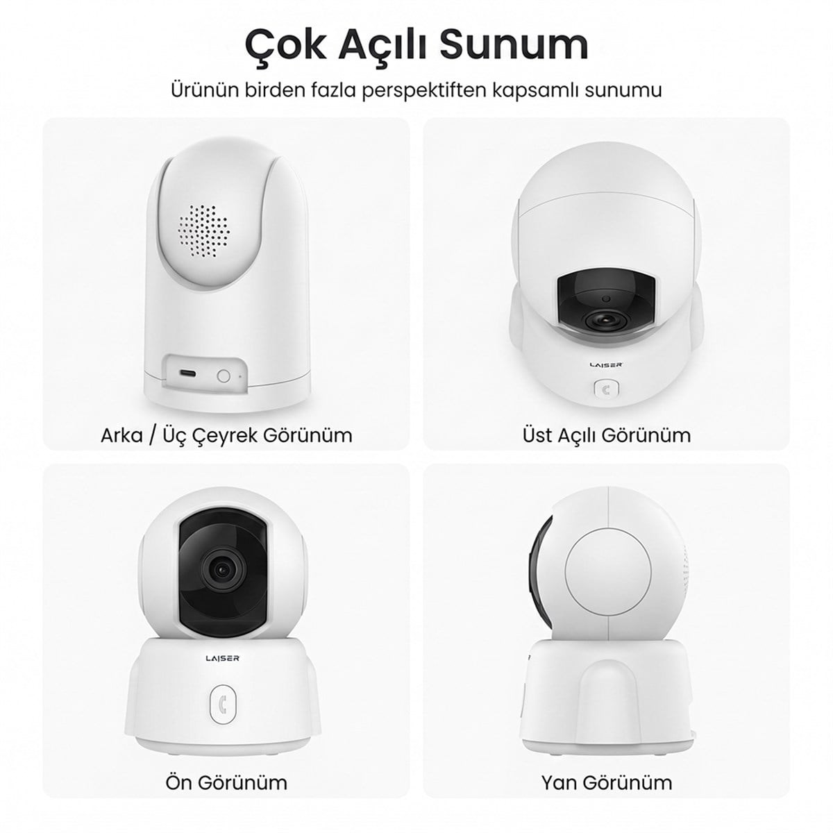 Laiser İndoor Bebek Evcil hayvan Ve Güvenlik Kamerası 2k PTZ Kamera