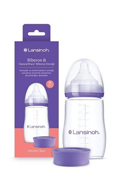 Lansinoh Natural Wave Biberon ve Biberon Emziği 240 ml