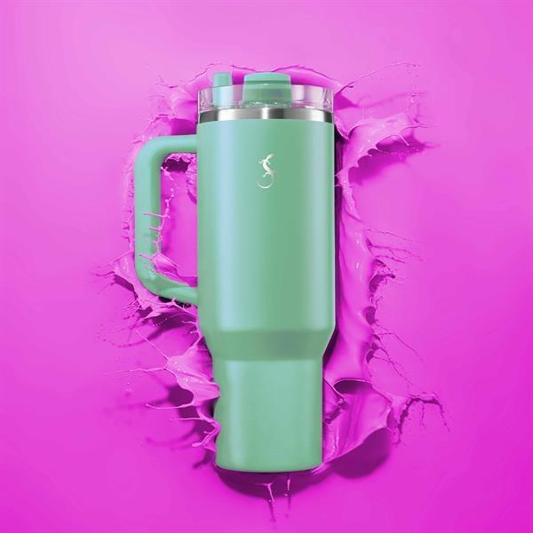 Lurch - “Big Cup” 1.2 L Adaçayı Yeşil, paslanmaz Çelik Termos - Uzatılabilir Pipetli, Çift Cidarlı, Sızdırmaz - 240877