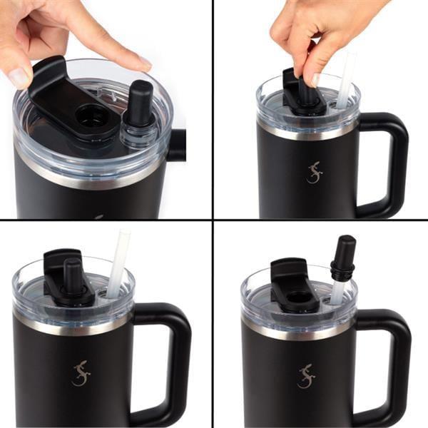 Lurch - “Big Cup” 1.2 L Adaçayı Yeşil, paslanmaz Çelik Termos - Uzatılabilir Pipetli, Çift Cidarlı, Sızdırmaz - 240877