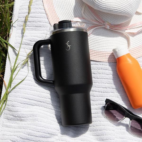 Lurch - “Big Cup” 1.2 L Mat Siyah, paslanmaz Çelik Termos - Uzatılabilir Pipetli, Çift Cidarlı, Sızdırmaz - 240978