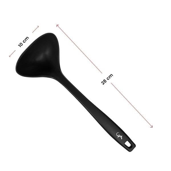 Lurch - Platin Silikon Çorba Kepçesi 28 cm Siyah - Yanmaz, Yapışmaz, Bükülmez, Çizmez, Tat ve Koku Bırakmaz - 240612