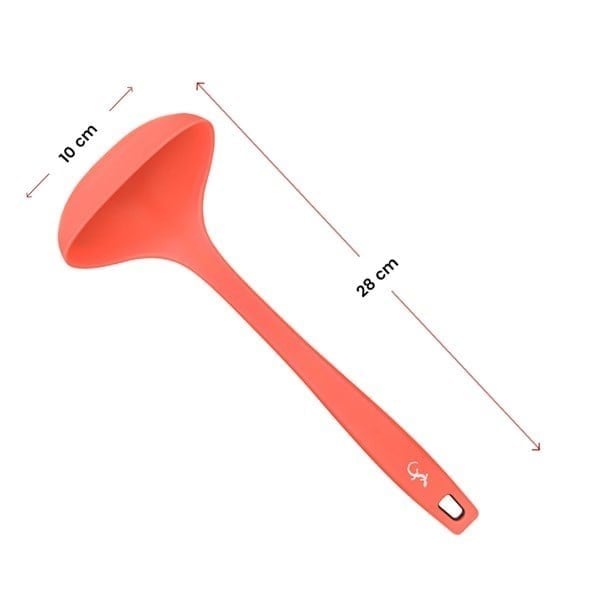 Lurch - Platin Silikon Çorba Kepçesi 28 cm Somon - Yanmaz, Yapışmaz, Bükülmez, Çizmez, Tat ve Koku Bırakmaz - 240072