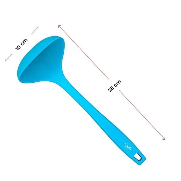 Lurch - Platin Silikon Çorba Kepçesi 28 cm Mavi - Yanmaz, Yapışmaz, Bükülmez, Çizmez, Tat ve Koku Bırakmaz - 240112