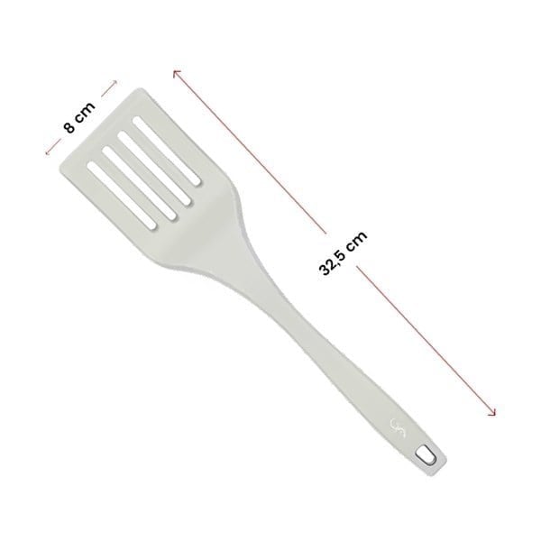 Lurch - Platin Silikon Delikli Spatula 32,5 cm Açık Gri - Yanmaz, Yapışmaz, Bükülmez, Çizmez, Tat ve Koku Bırakmaz - 240003