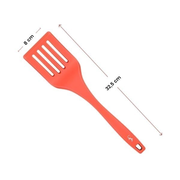 Lurch - Platin Silikon Delikli Spatula 32,5 cm Somon - Yanmaz, Yapışmaz, Bükülmez, Çizmez, Tat ve Koku Bırakmaz - 240063