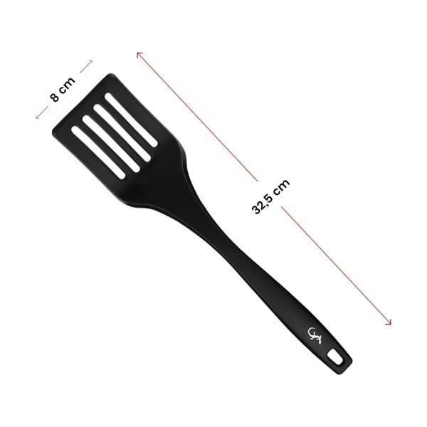 Lurch - Platin Silikon Delikli Spatula 32,5 cm Siyah - Yanmaz, Yapışmaz, Bükülmez, Çizmez, Tat ve Koku Bırakmaz - 240603