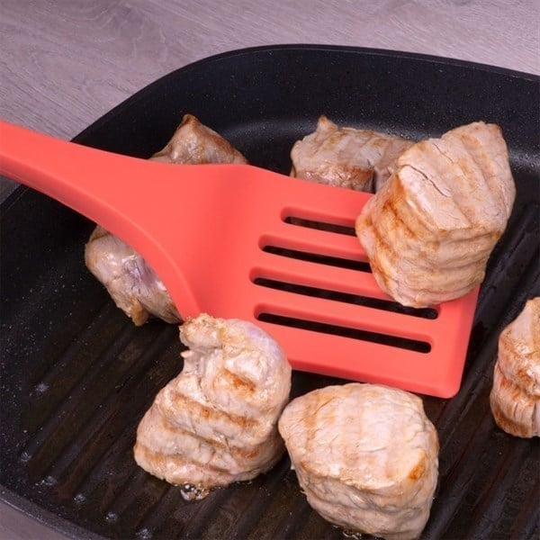Lurch - Platin Silikon Delikli Spatula 32,5 cm Somon - Yanmaz, Yapışmaz, Bükülmez, Çizmez, Tat ve Koku Bırakmaz - 240063