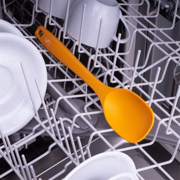 Lurch - Platin Silikon Yemek Kaşığı 28 cm Sarı - Yanmaz, Yapışmaz, Bükülmez, Çizmez, Tat ve Koku Bırakmaz - 240041