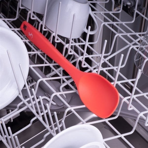 Lurch - Platin Silikon Yemek Kaşığı 28 cm Somon - Yanmaz, Yapışmaz, Bükülmez, Çizmez, Tat ve Koku Bırakmaz - 240061