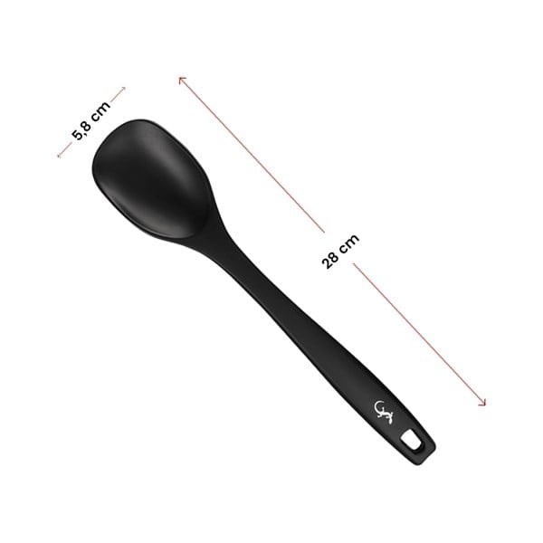 Lurch - Platin Silikon Yemek Kaşığı 28 cm Siyah - Yanmaz, Yapışmaz, Bükülmez, Çizmez, Tat ve Koku Bırakmaz - 240601