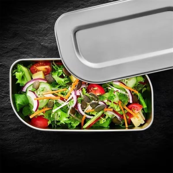 Lurch - “Salad Box” 1,200 ml Paslanmaz Çelik, Beslenme/Salata Kabı, Fırınlanabilir -Silikon Kayışlı - 240938