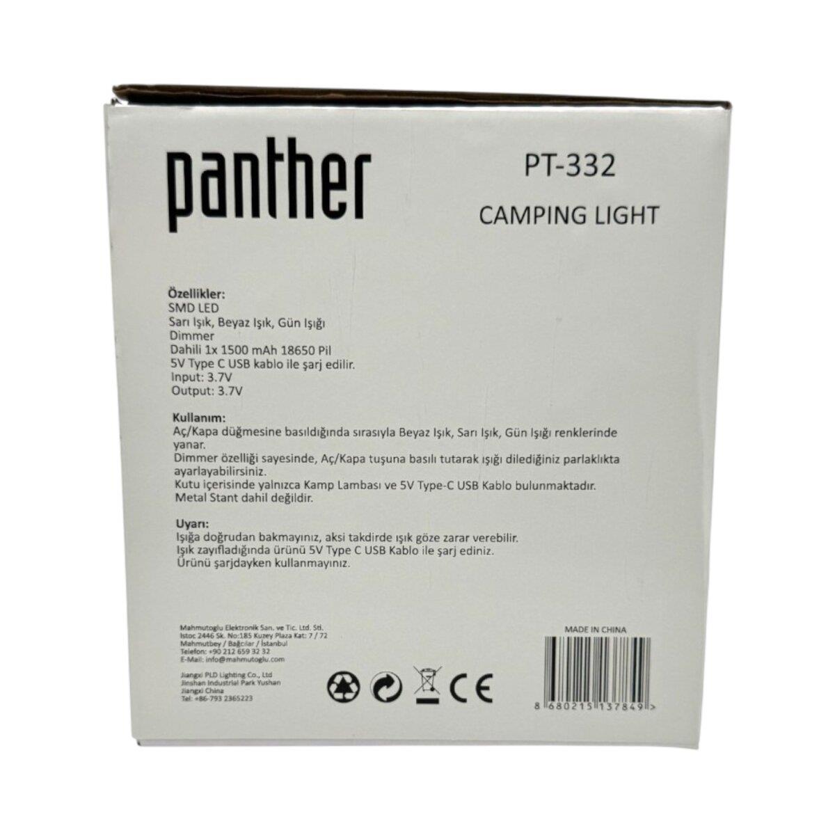 PANTHER PT-332 USB ŞARJLI KAMP LAMBASI
