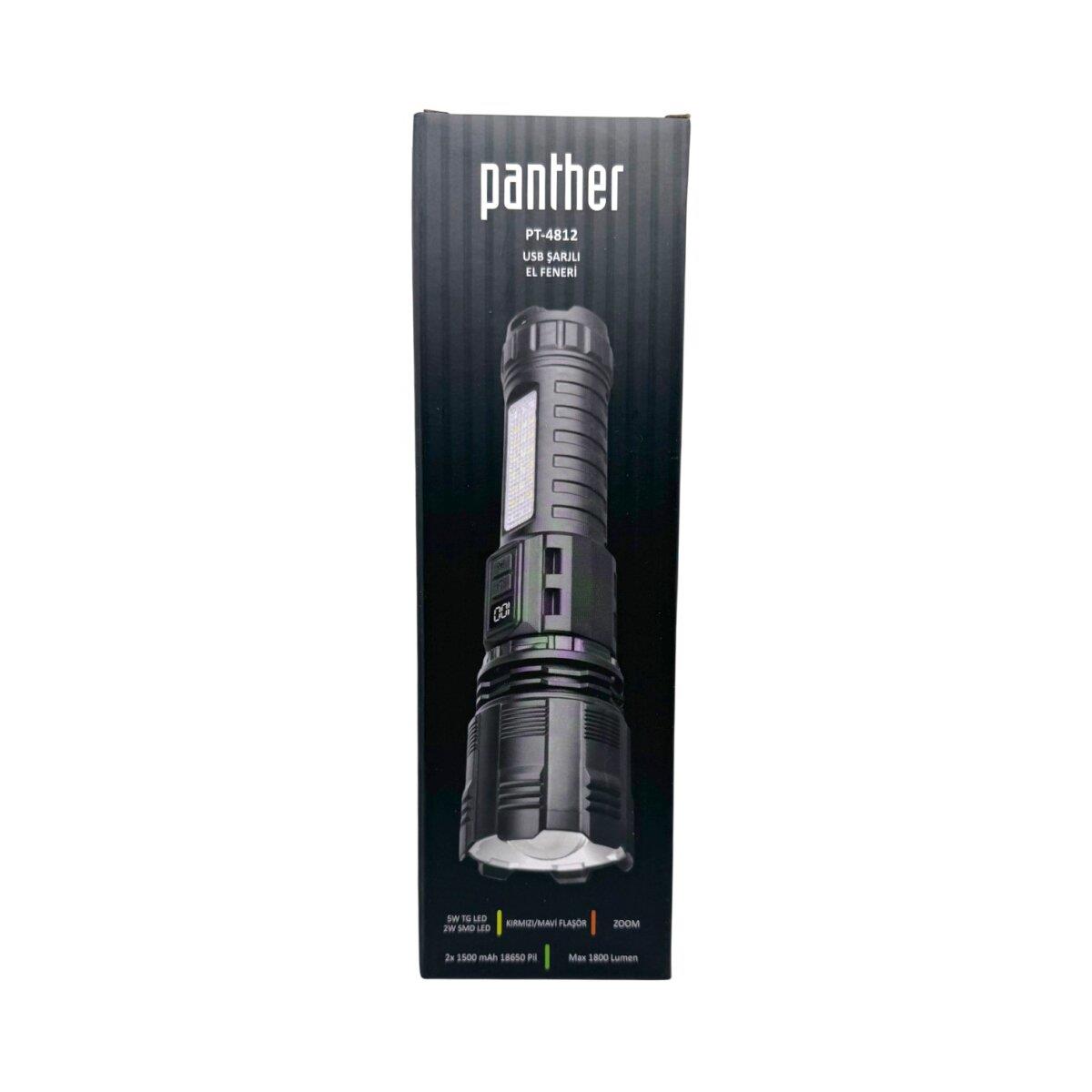 PANTHER PT-4812 USB ŞARJLI EL FENERİ