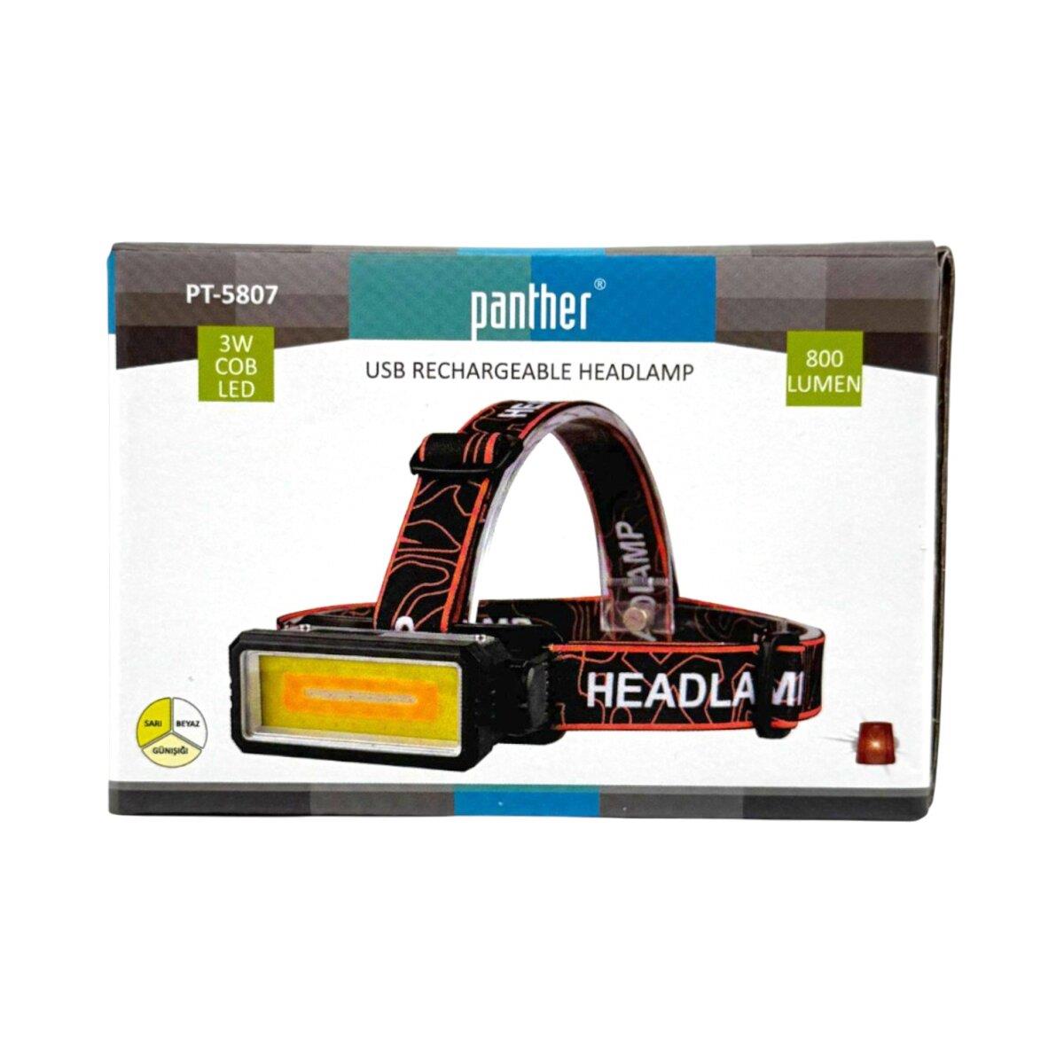 PANTHER PT-5807 USB ŞARJLI KAFA LAMBASI