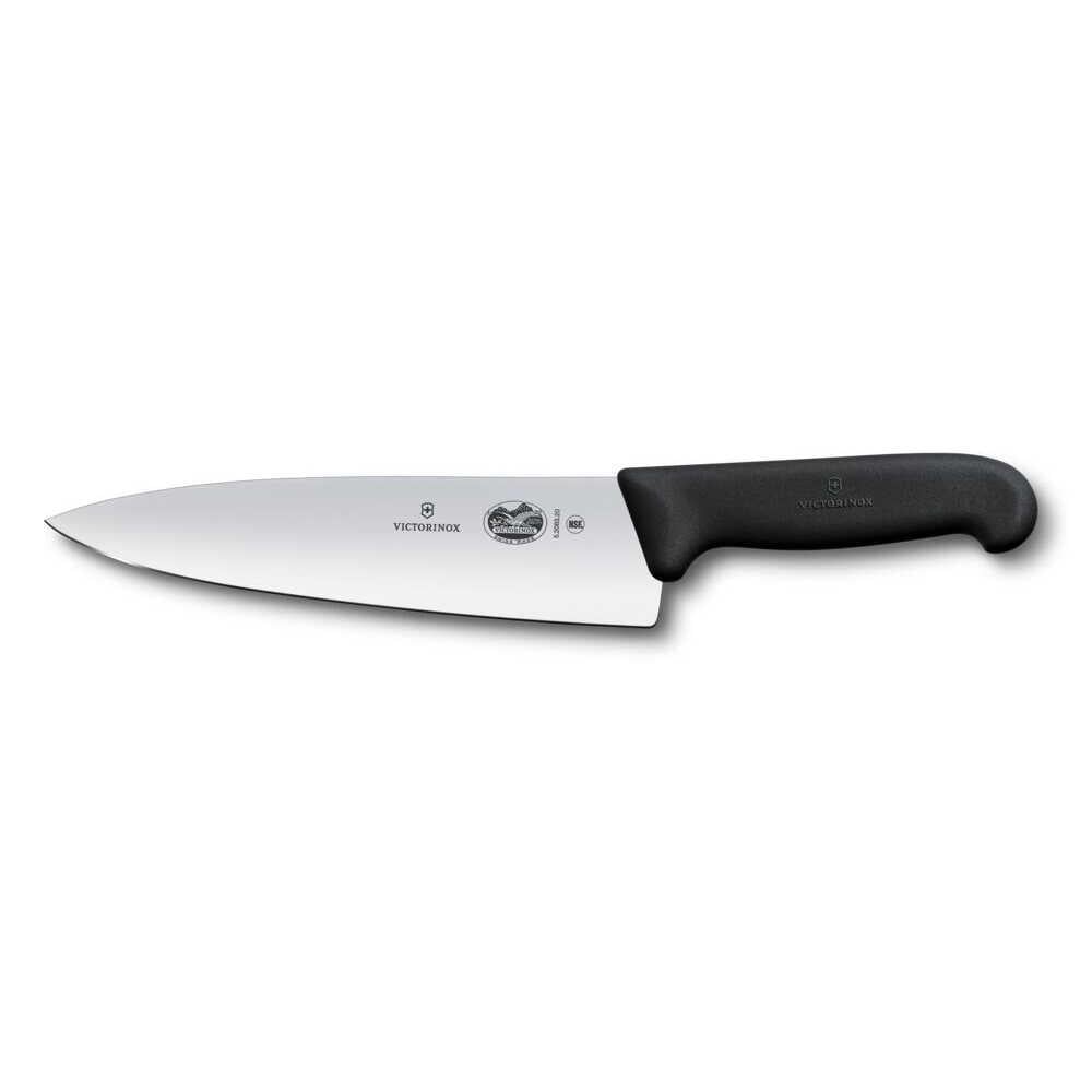 Victorinox Fibrox 20cm Düz Şef Bıçağı, Siyah, Blisterli