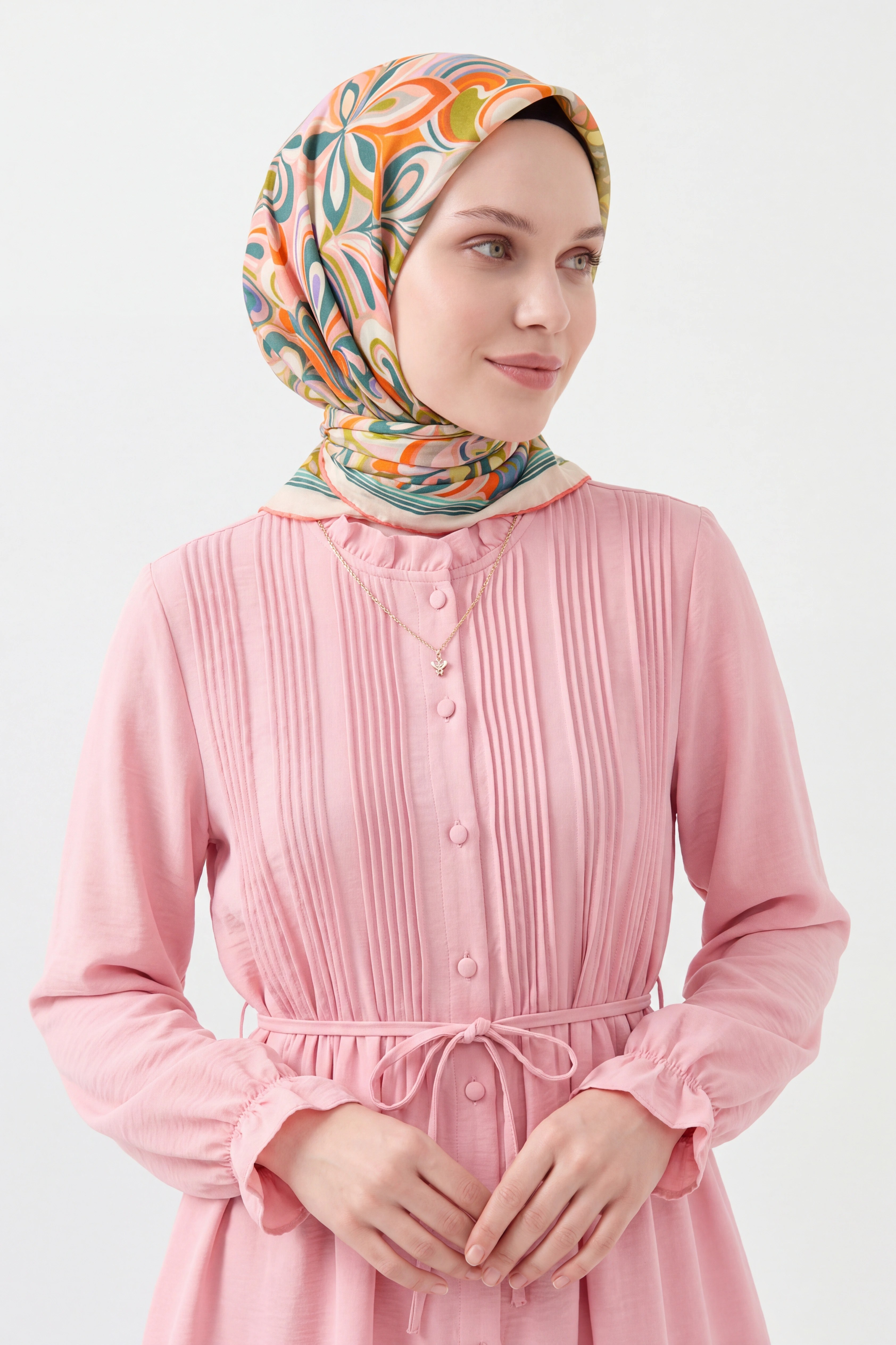 161038-01Velora Eşarp Aura Floral Petrol Mavisi