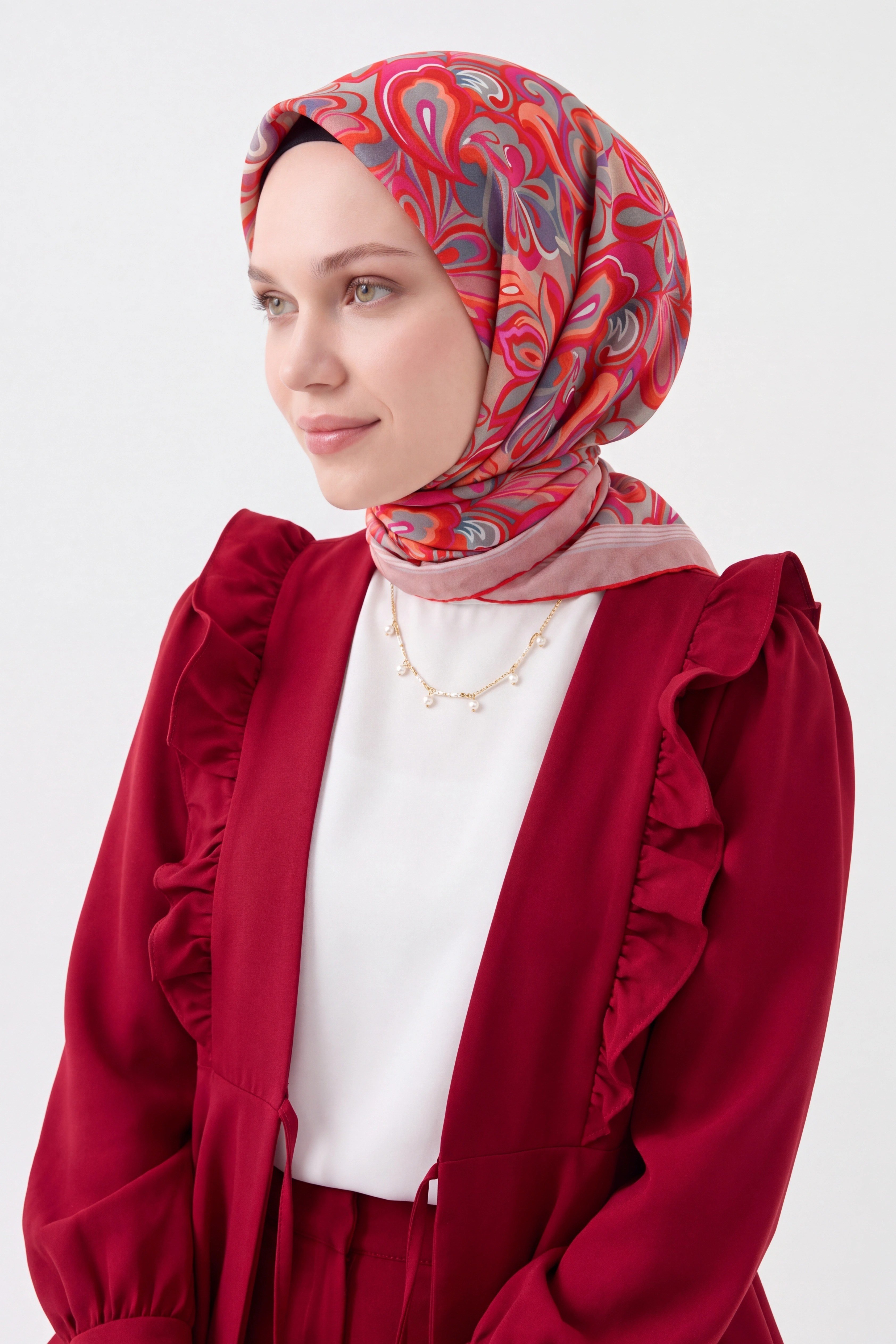 161038-05Velora Eşarp Aura Floral Narçiçeği