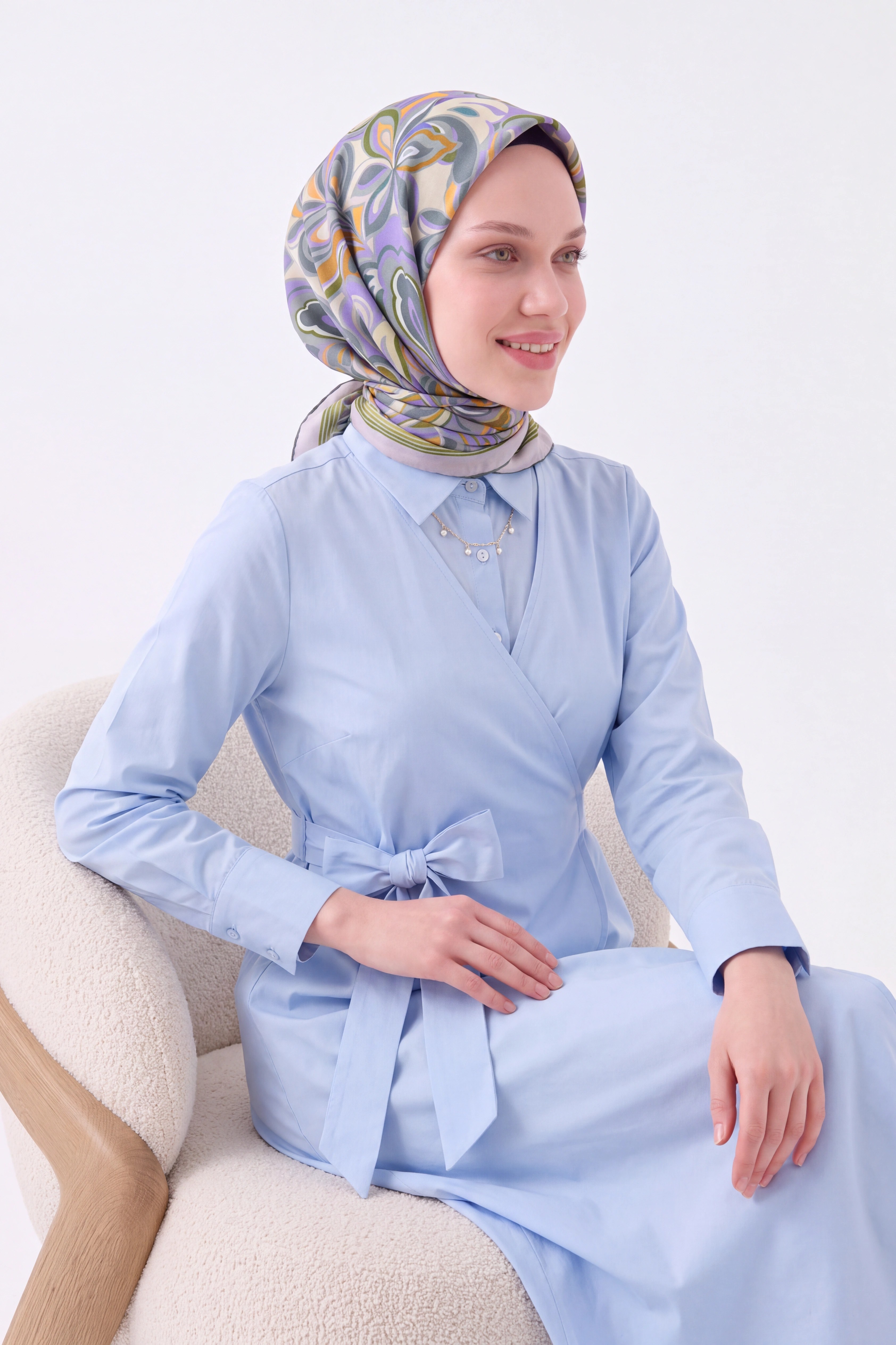 161038-11Velora Eşarp Aura Floral Mor